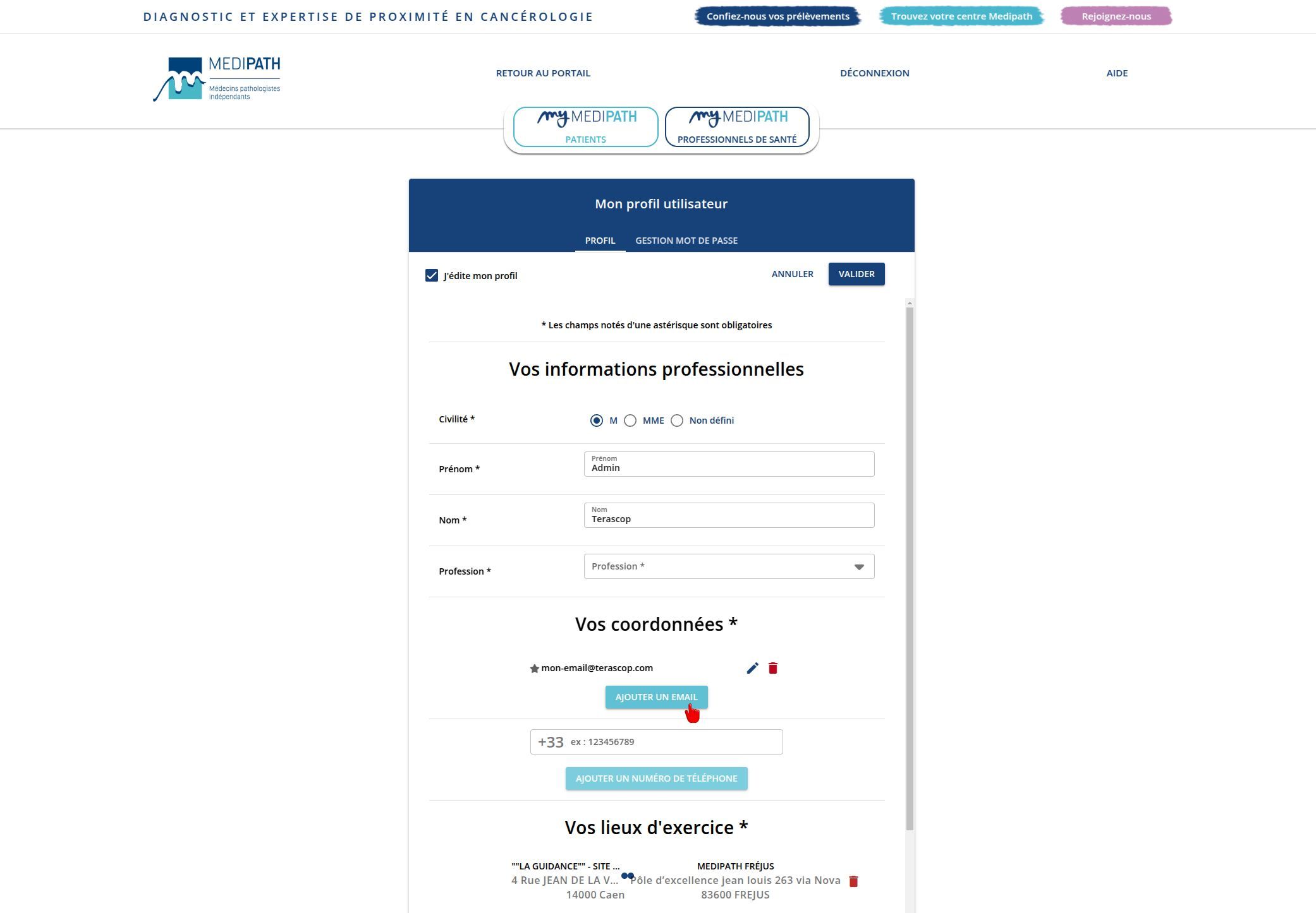 Mon profil utilisateur